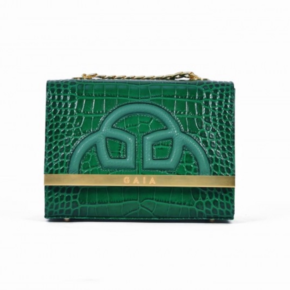 Gaia luxury bag green emerald gold crossbody - Picture 2 of 5